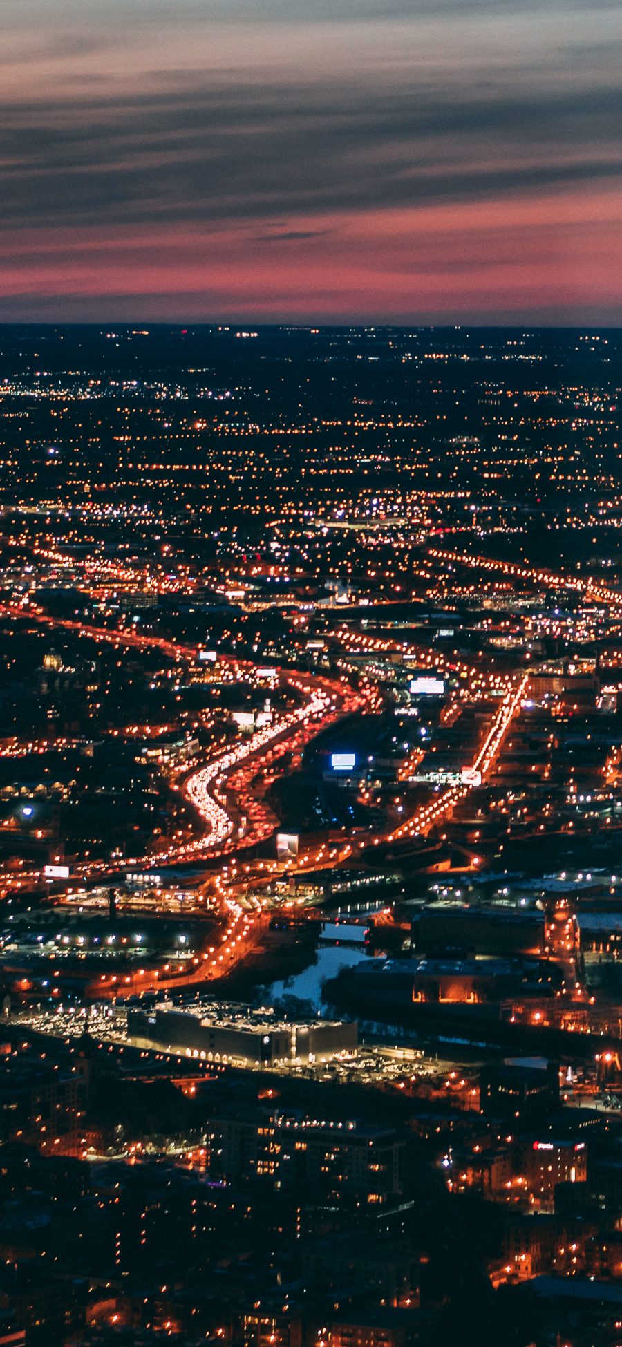 [2436×1125]城市 夜景 灯光 都市 繁华 苹果手机壁纸图片