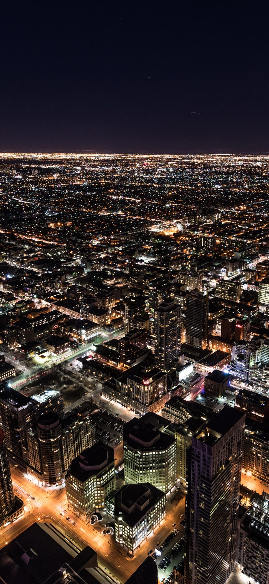 [2436×1125]城市 夜景 繁华 都市 建筑 灯光 苹果手机壁纸图片