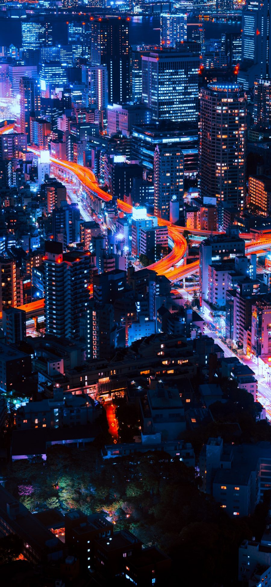 [2436×1125]城市 夜景 繁华 都市 灯光 建筑 苹果手机壁纸图片