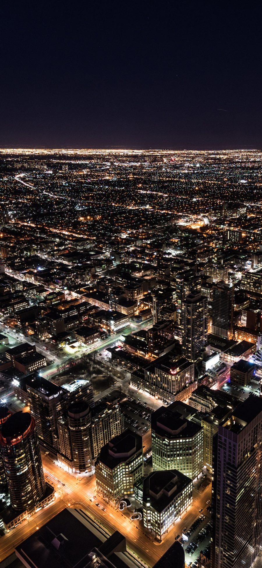 [2436×1125]城市 夜景 都市 航拍 灯光 建筑 苹果手机壁纸图片