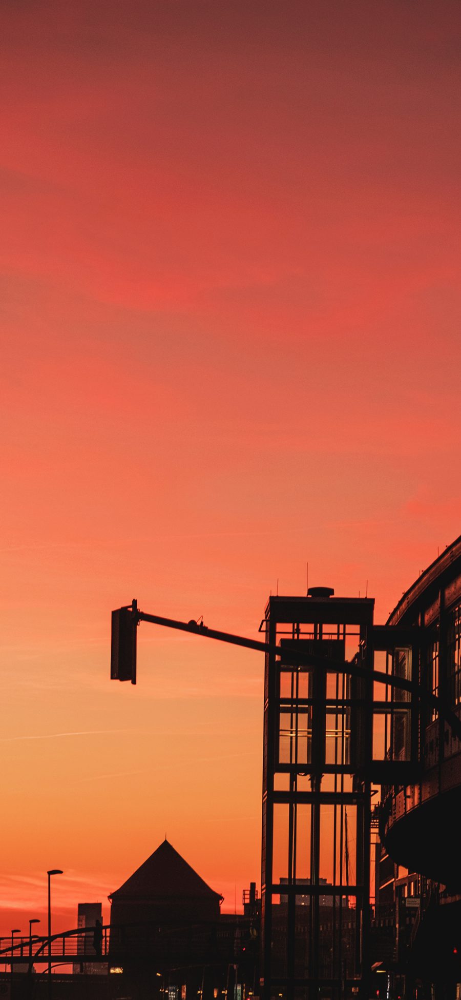 [2436×1125]城市 建筑 夕阳美景 红霞 苹果手机壁纸图片