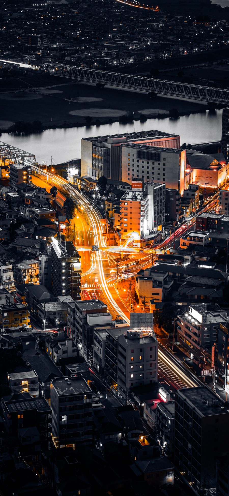 [2436×1125]城市 建筑 夜景 繁华 苹果手机壁纸图片