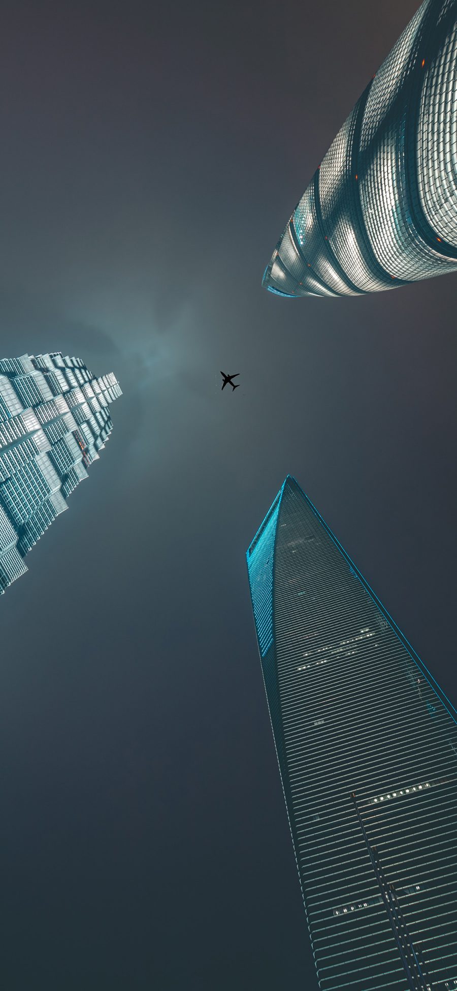 [2436×1125]城市 建筑 高楼大厦 飞机 苹果手机壁纸图片