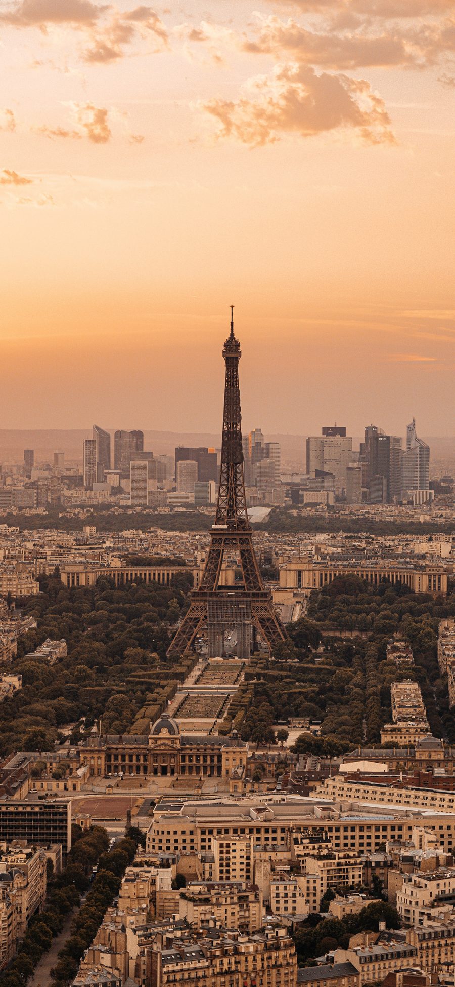 [2436×1125]城市 法国 巴黎铁塔 黄昏 苹果手机壁纸图片