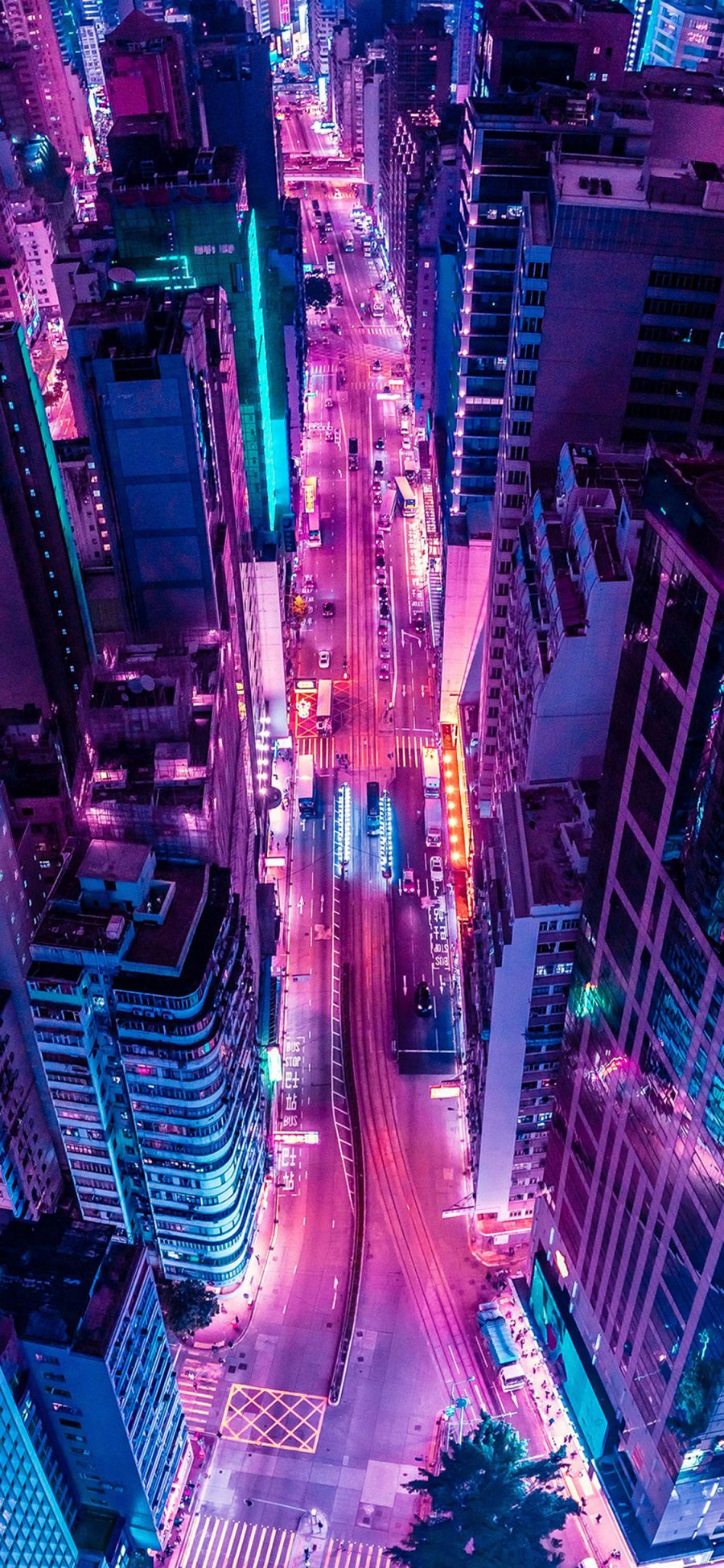 [2436×1125]城市 高楼大厦 灯光 夜景 苹果手机壁纸图片
