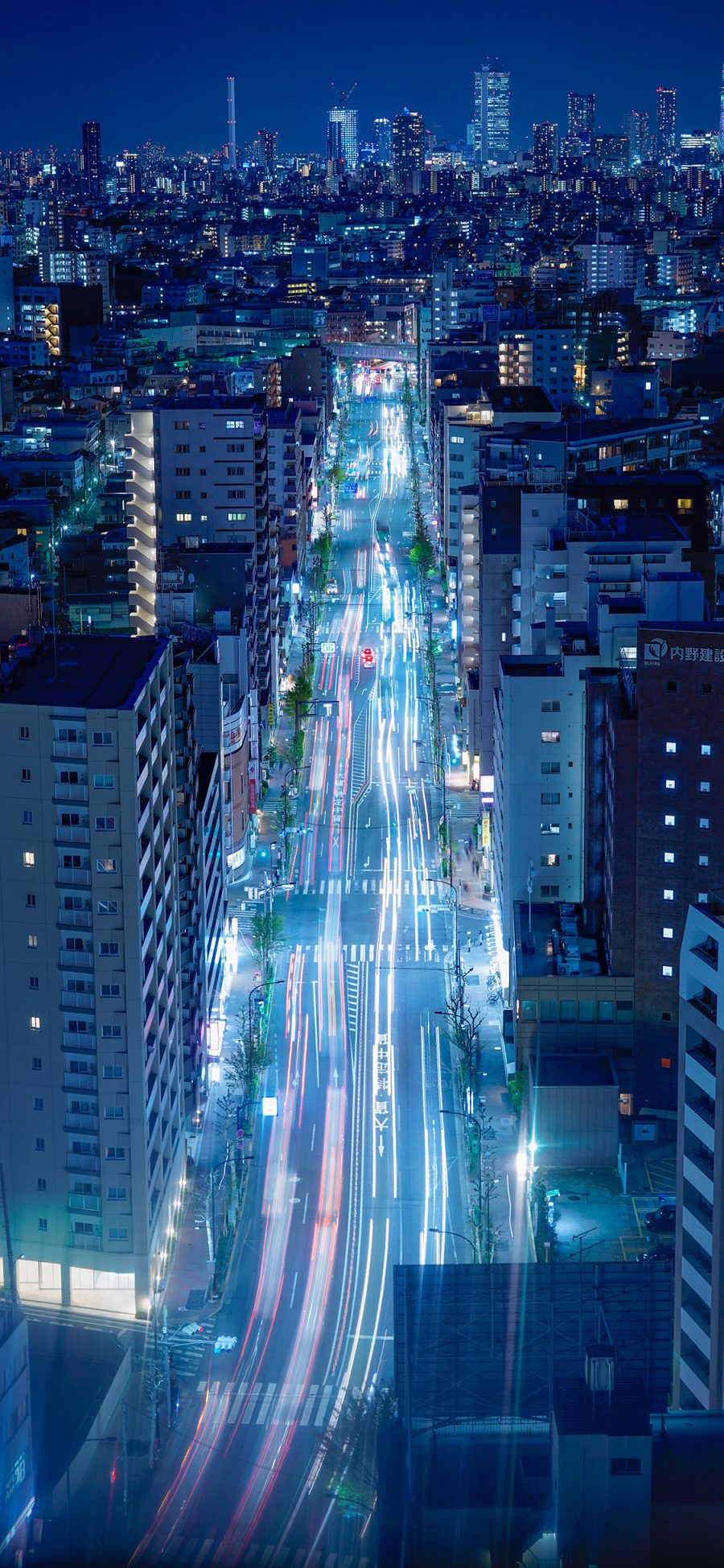 [2436×1125]城市 高楼建筑 灯光 夜景 苹果手机壁纸图片