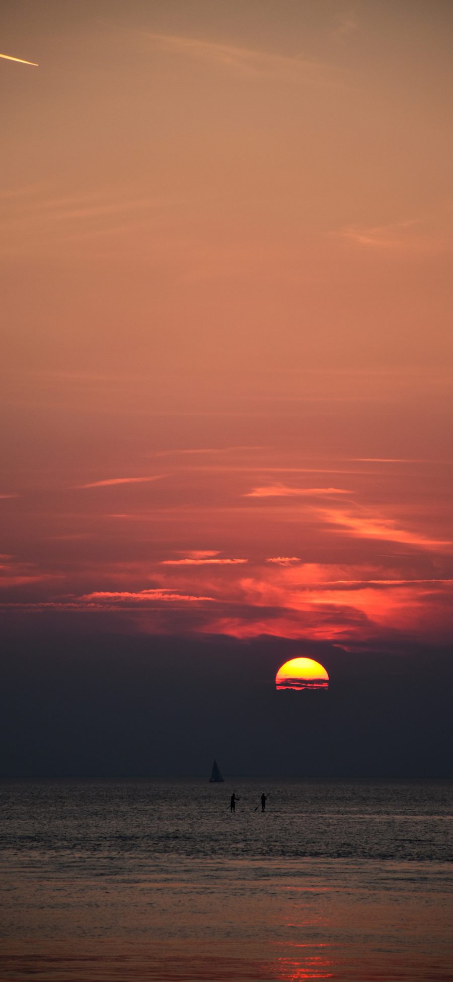 [2436×1125]夕阳 日落 云彩 海平线 苹果手机壁纸图片