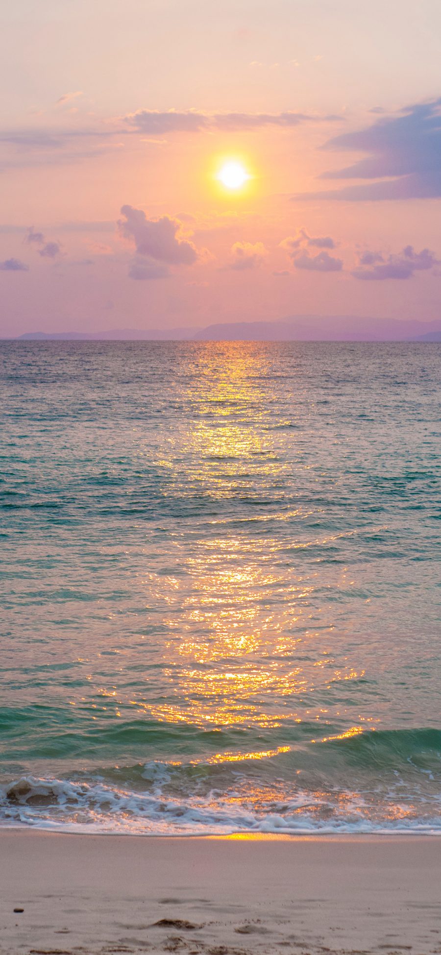 [2436×1125]夕阳 海平面 海水 苹果手机壁纸图片
