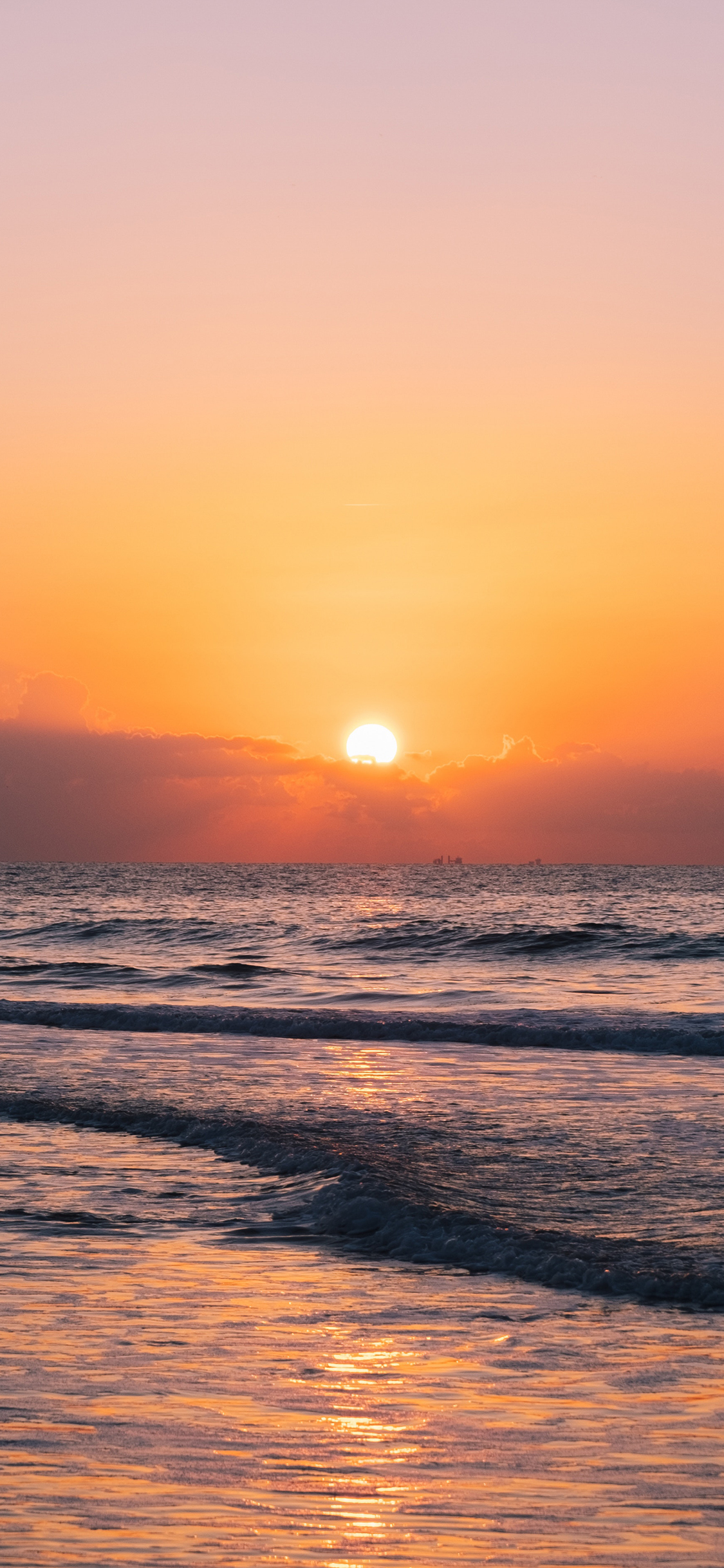 [2436×1125]夕阳 海平面 渐变 天空 苹果手机壁纸图片
