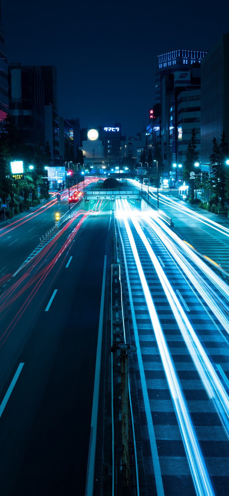 [2436×1125]夜 道路 车辆 城市 都市 苹果手机壁纸图片