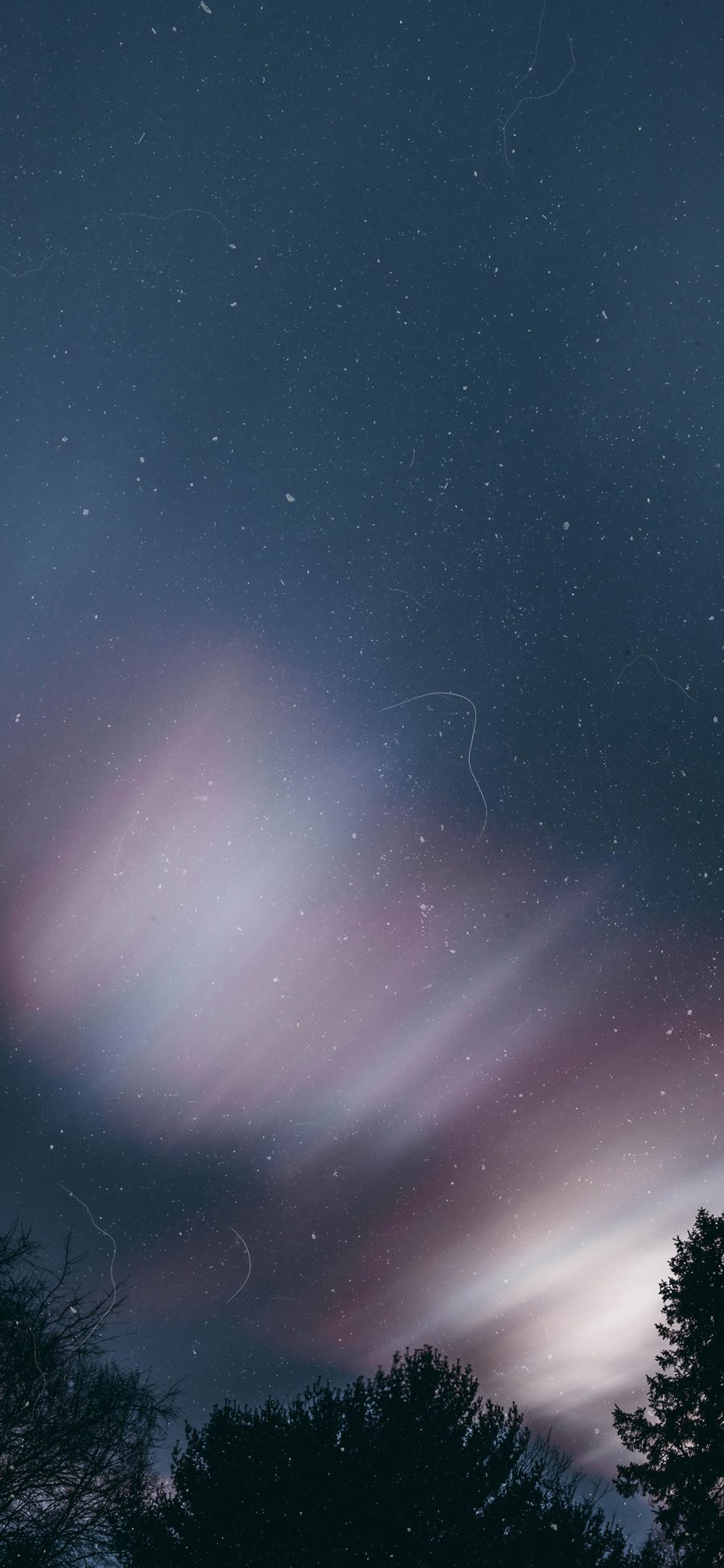 [2436×1125]夜晚 天空 极光美景 星空 苹果手机壁纸图片