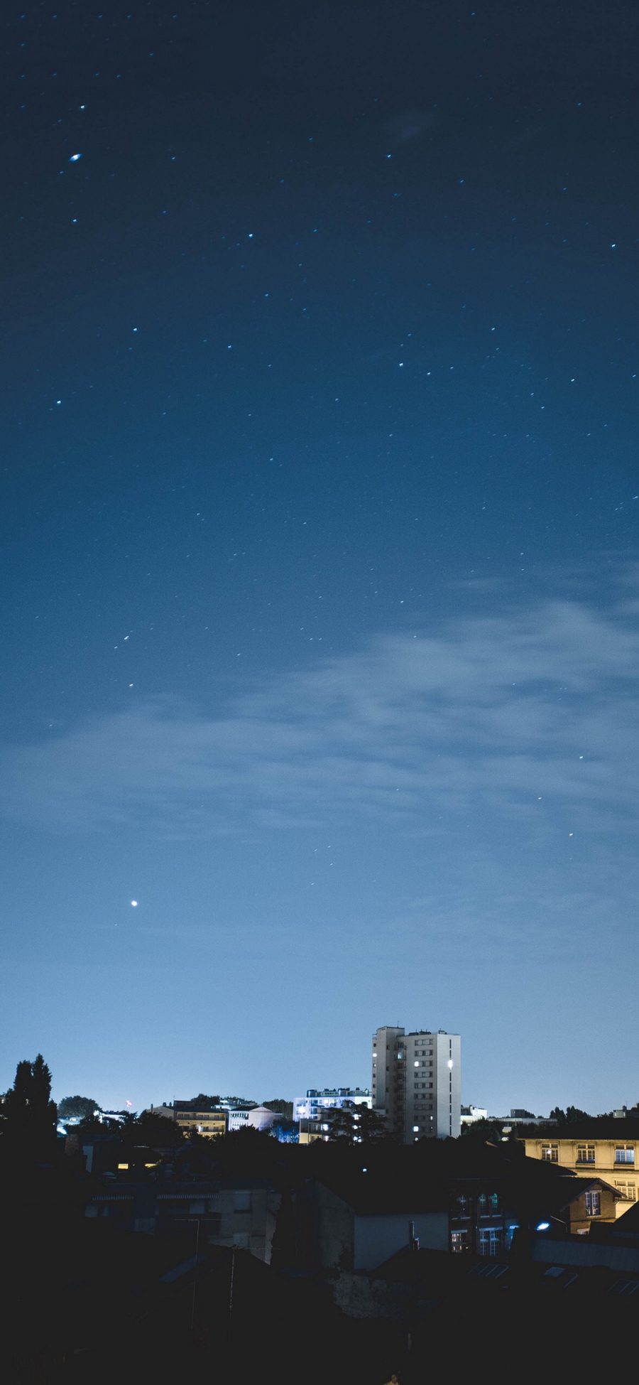 [2436×1125]夜晚 星空 房屋 楼房 住宅 苹果手机壁纸图片