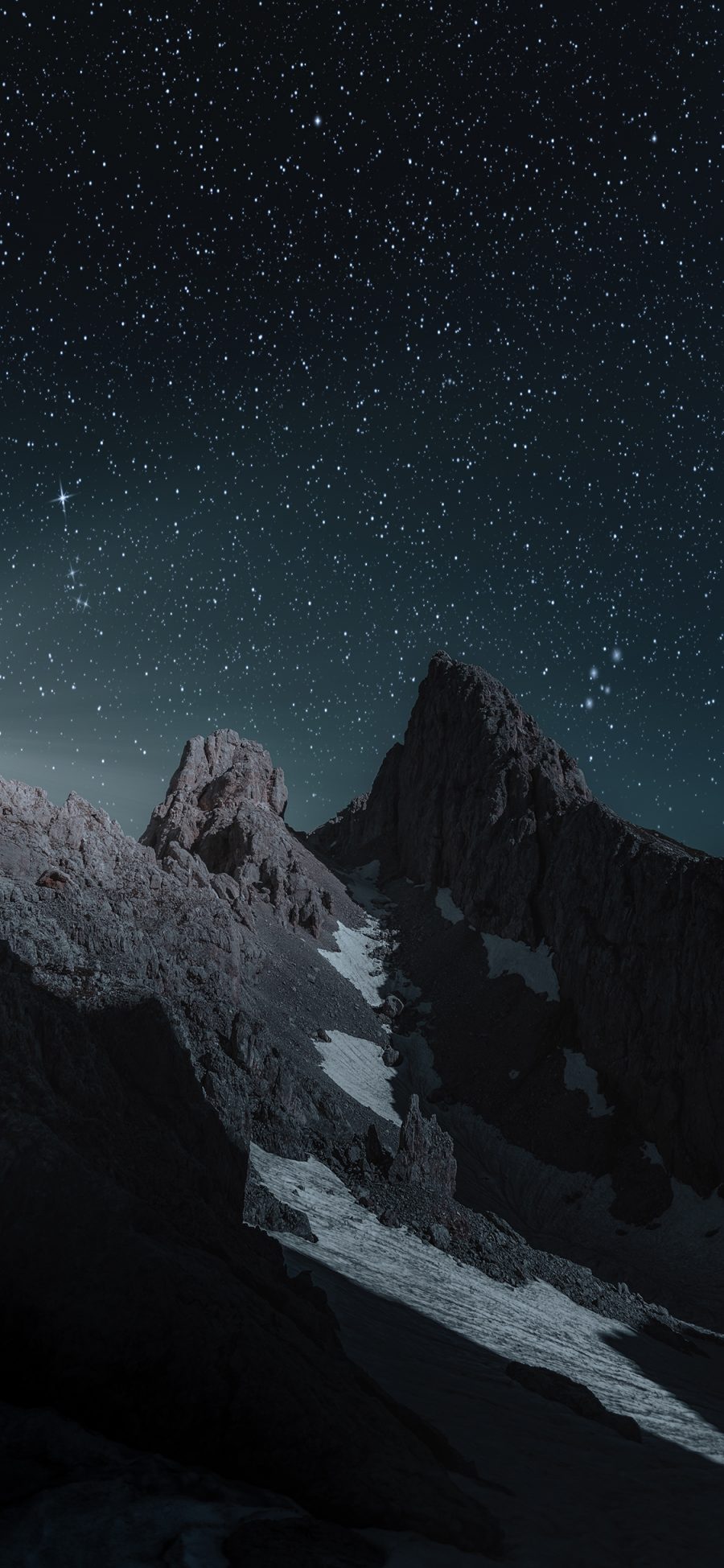 [2436×1125]夜晚 星空美景 山峰 苹果手机壁纸图片