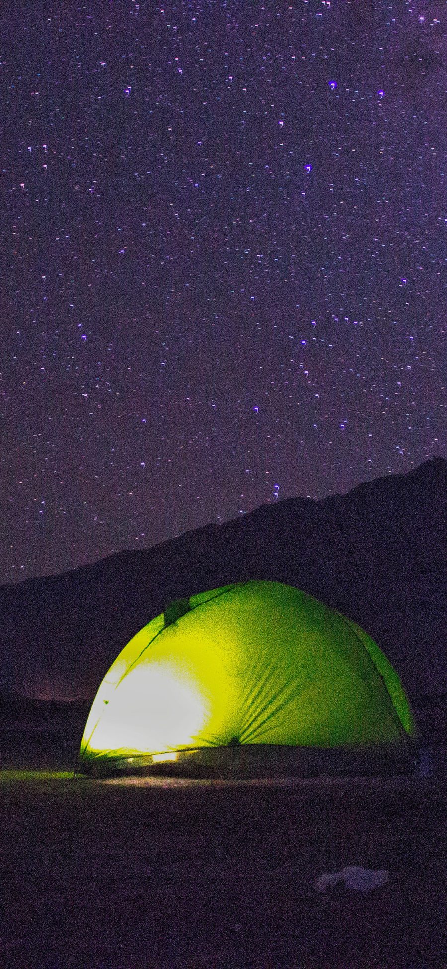 [2436×1125]夜晚 星空美景 帐篷 野营 苹果手机壁纸图片