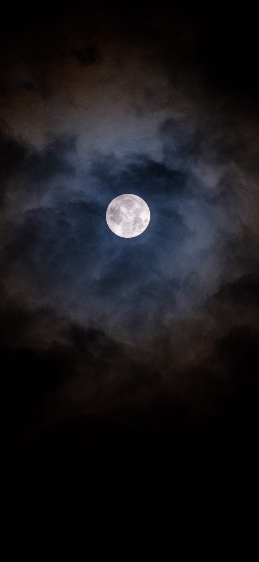 [2436×1125]夜晚 月亮 月球 迷雾 苹果手机壁纸图片