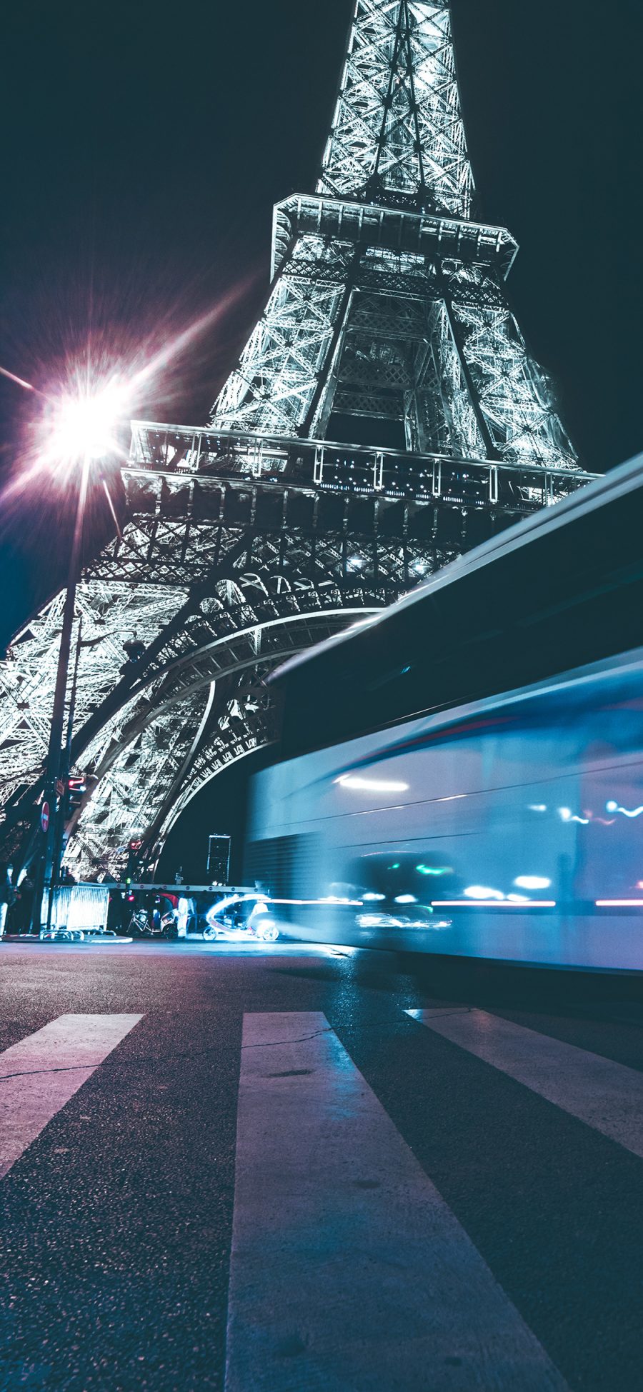 [2436×1125]夜景 景点 巴黎铁塔 苹果手机壁纸图片