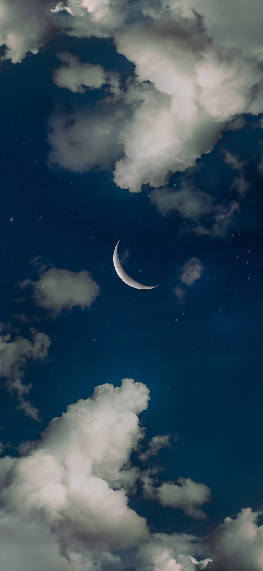 [2436×1125]夜景 月亮 勾月 星空 云层 苹果手机壁纸图片