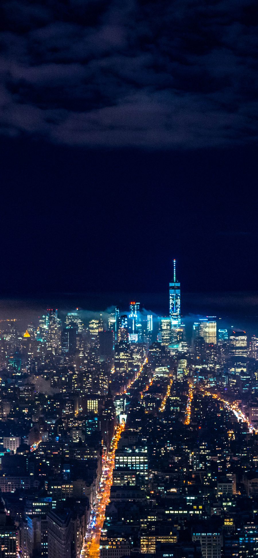 [2436×1125]夜景 灯光 建筑 城市 帝国大厦 苹果手机壁纸图片