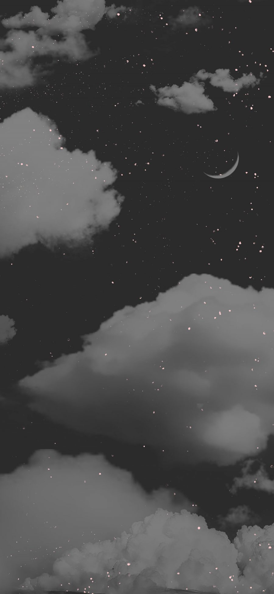 [2436×1125]夜空 星空 夜晚 云朵 月亮 苹果手机壁纸图片