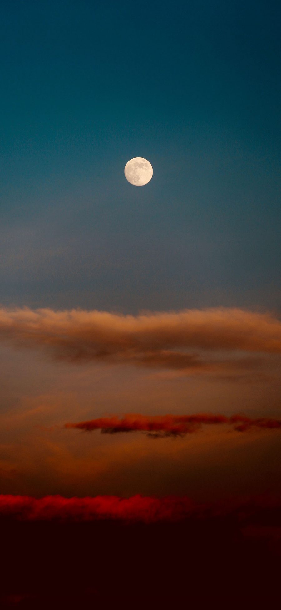 [2436×1125]夜空 月亮 云层 红云 苹果手机壁纸图片