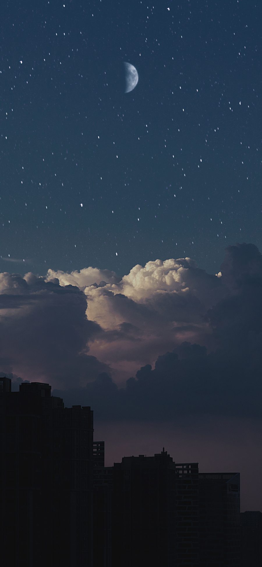 [2436×1125]夜空 月亮 星空 夜晚 苹果手机壁纸图片