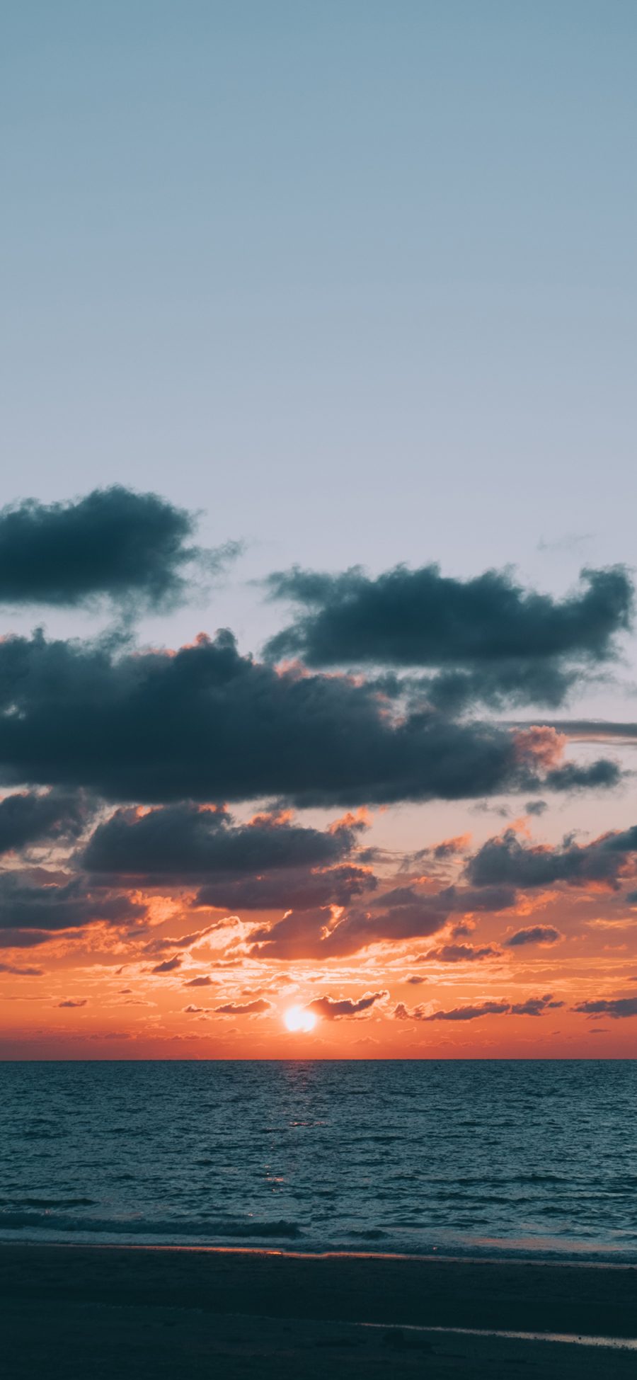 [2436×1125]大海 天空 夕阳美景 云层 苹果手机壁纸图片