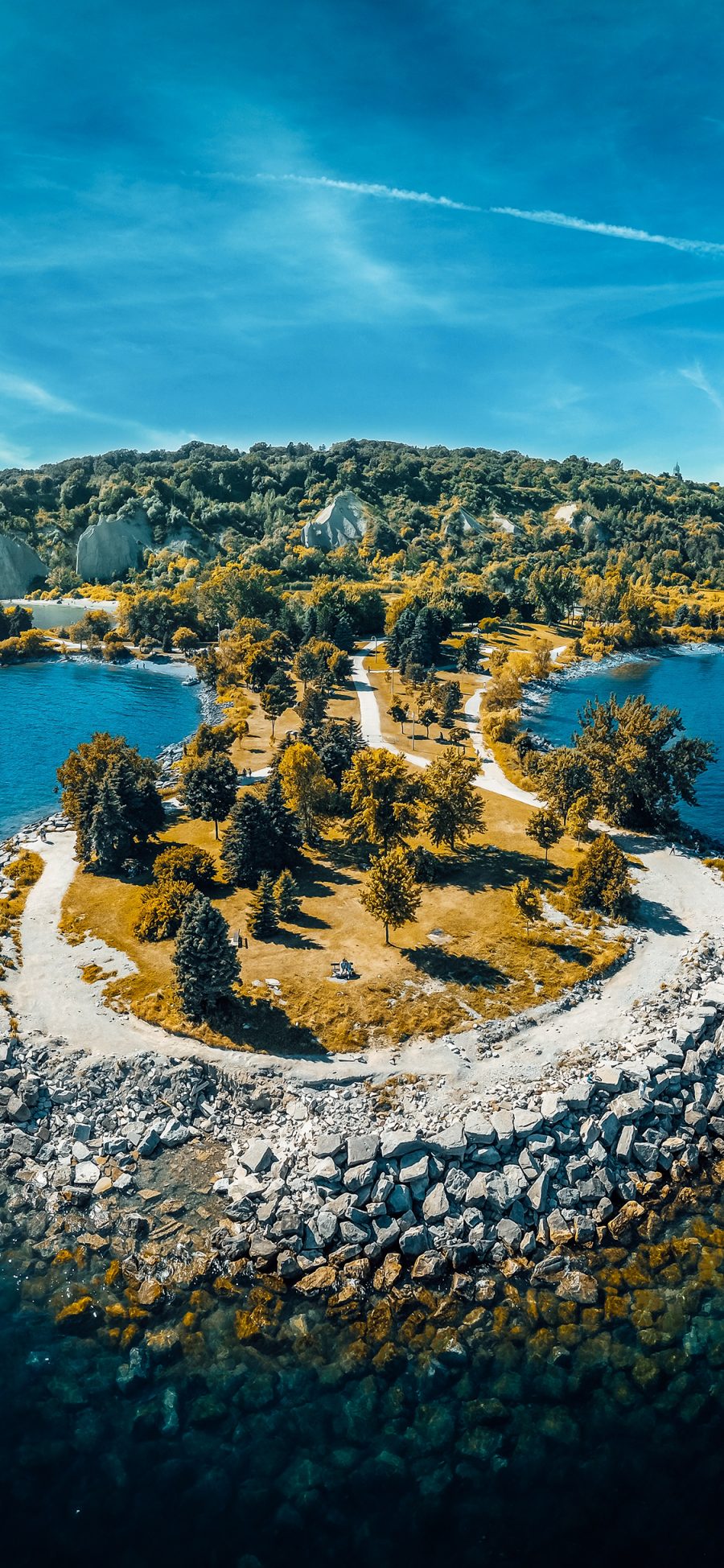 [2436×1125]大海 小岛 自然美景 苹果手机壁纸图片