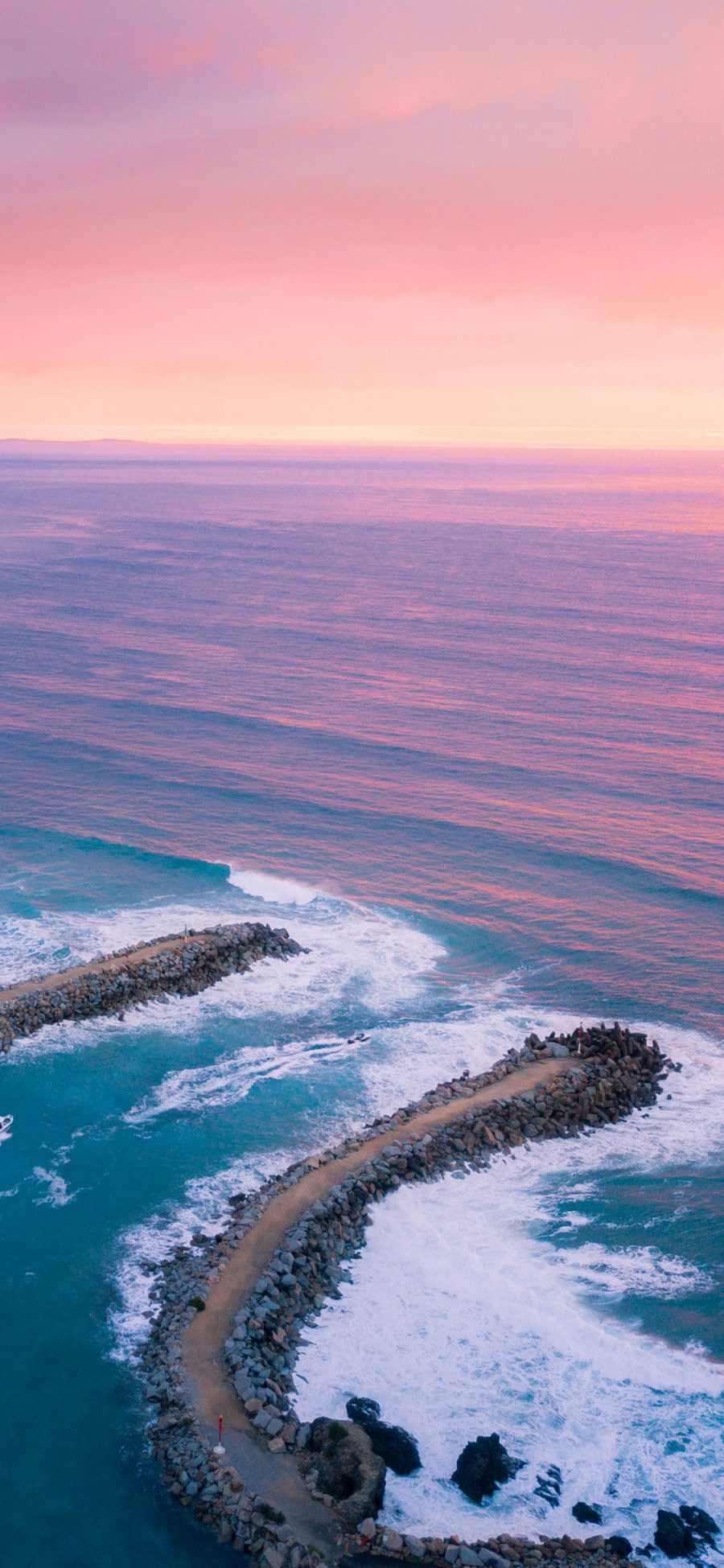 [2436×1125]大海 晚霞 浪花 唯美 苹果手机壁纸图片