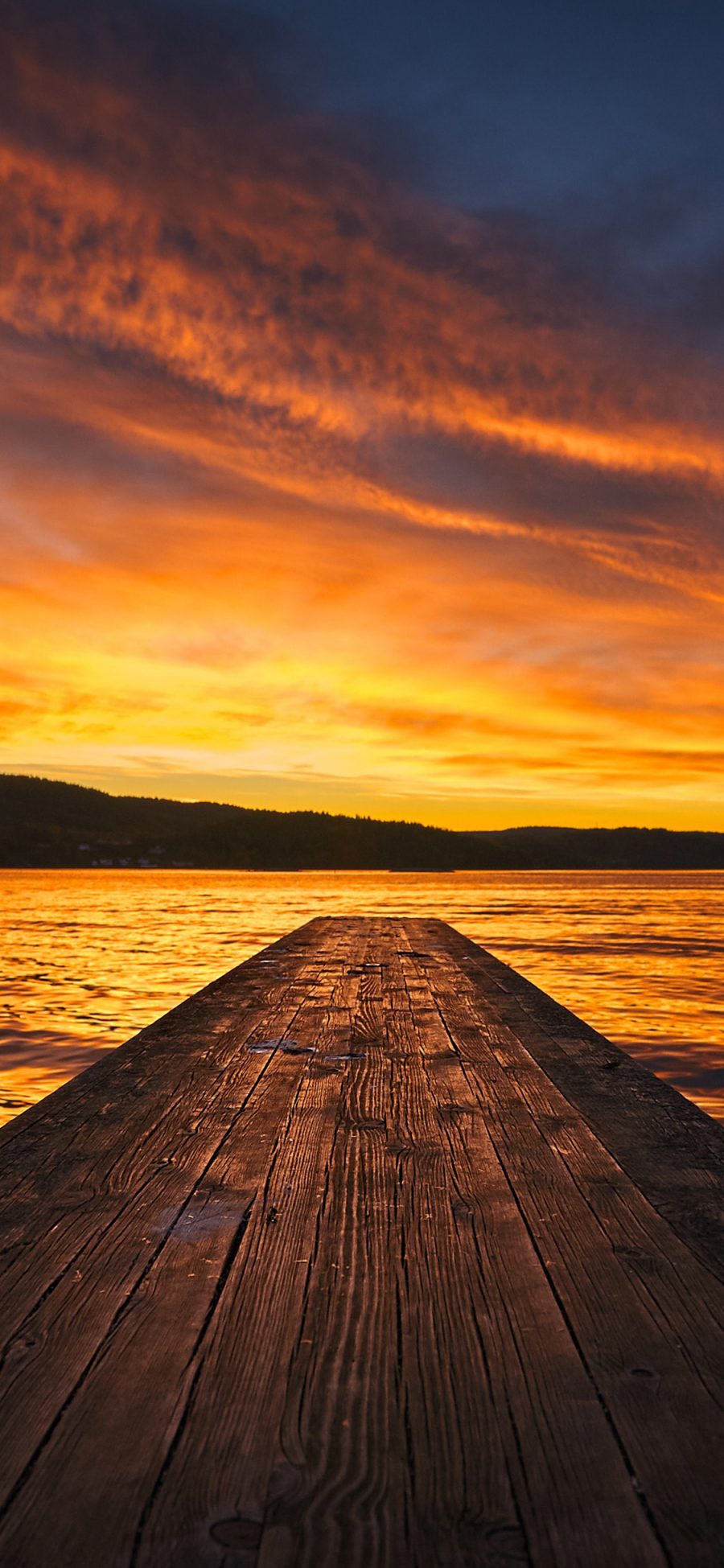 [2436×1125]大海 木桥 夕阳美景 唯美 苹果手机壁纸图片