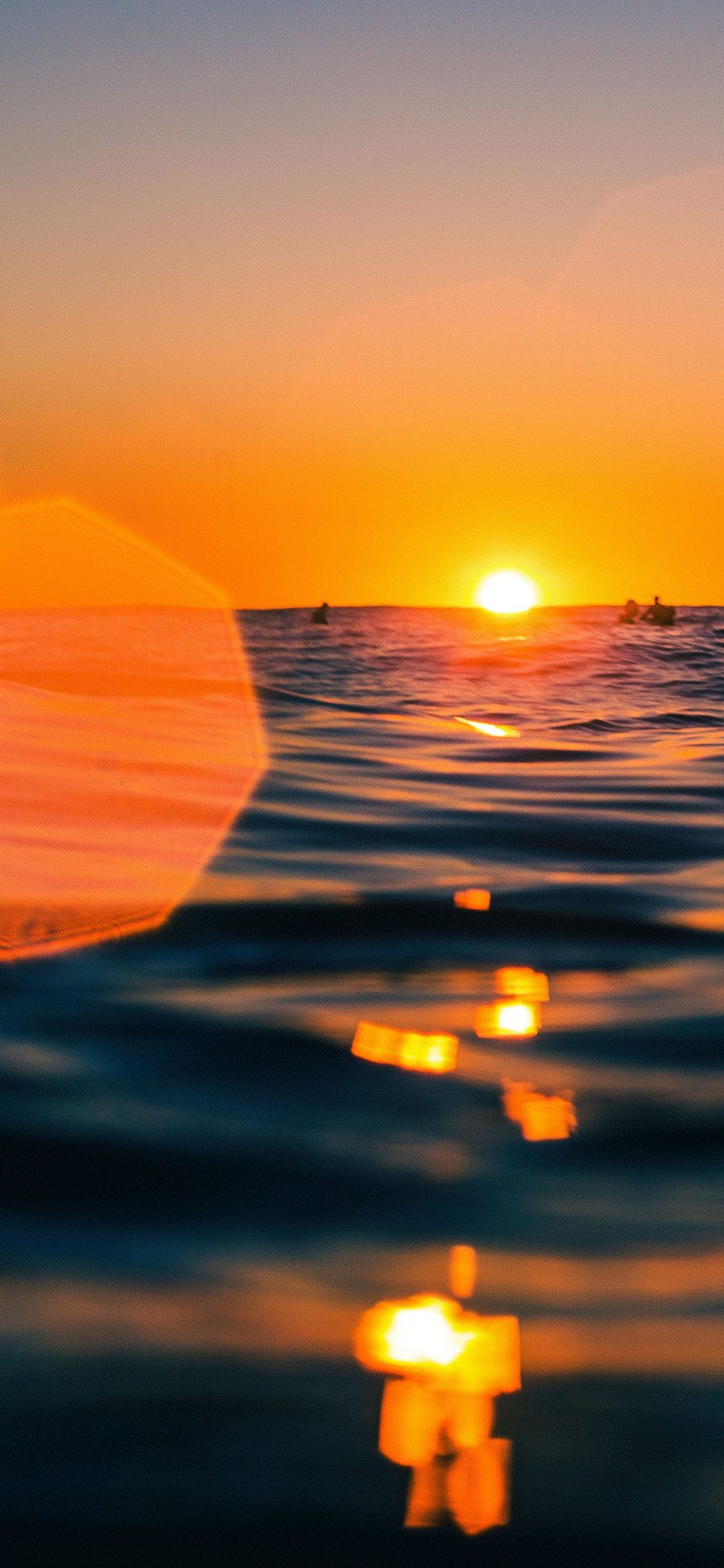 [2436×1125]大海 水波 落日 唯美 夕阳 苹果手机壁纸图片