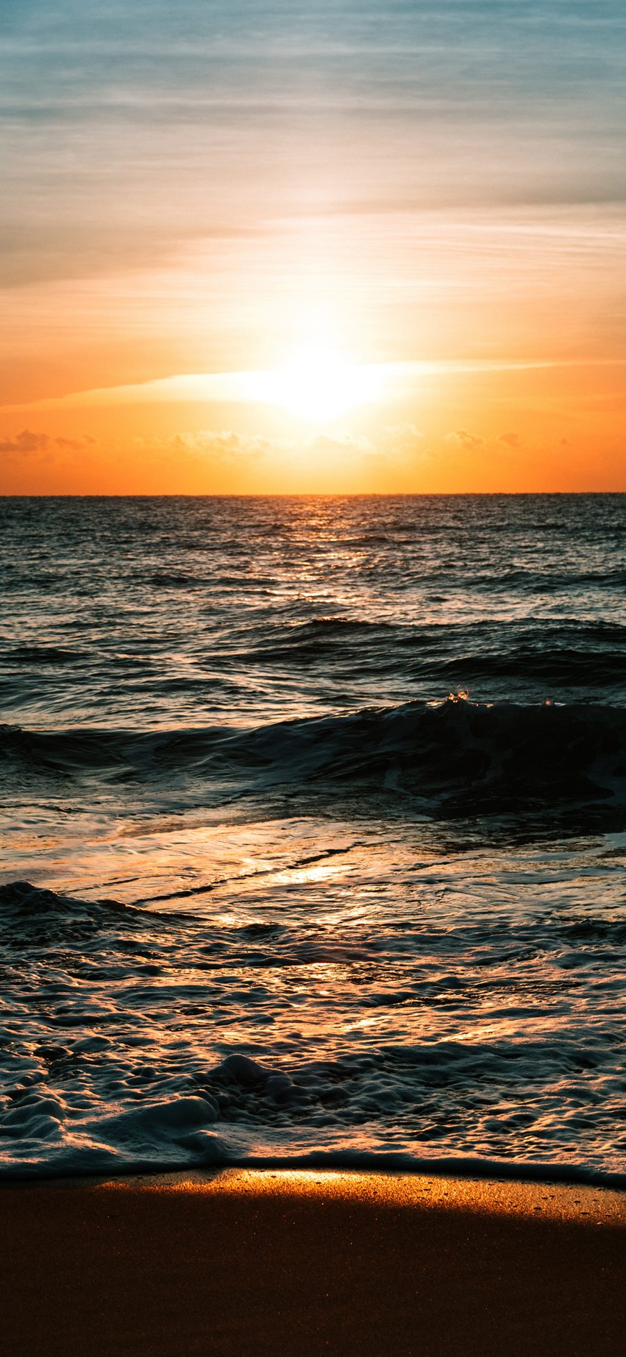 [2436×1125]大海 浪花 日出 阳光 苹果手机壁纸图片