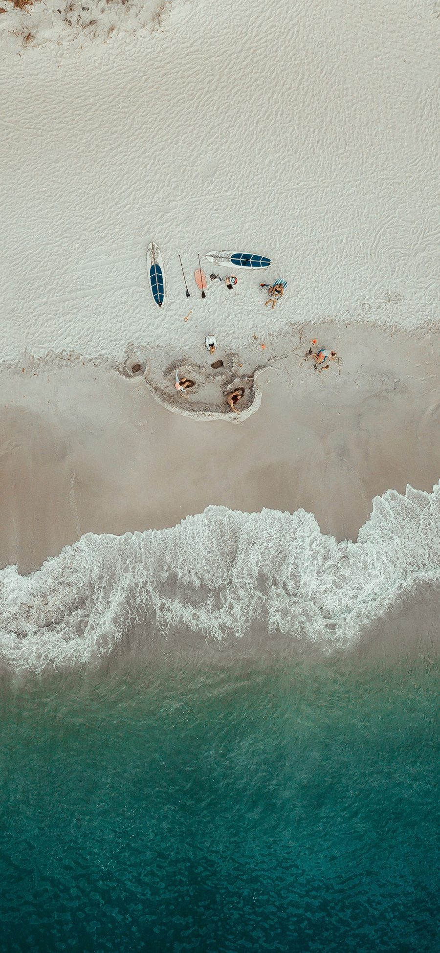 [2436×1125]大海 浪花 海滩 冲浪板 苹果手机壁纸图片
