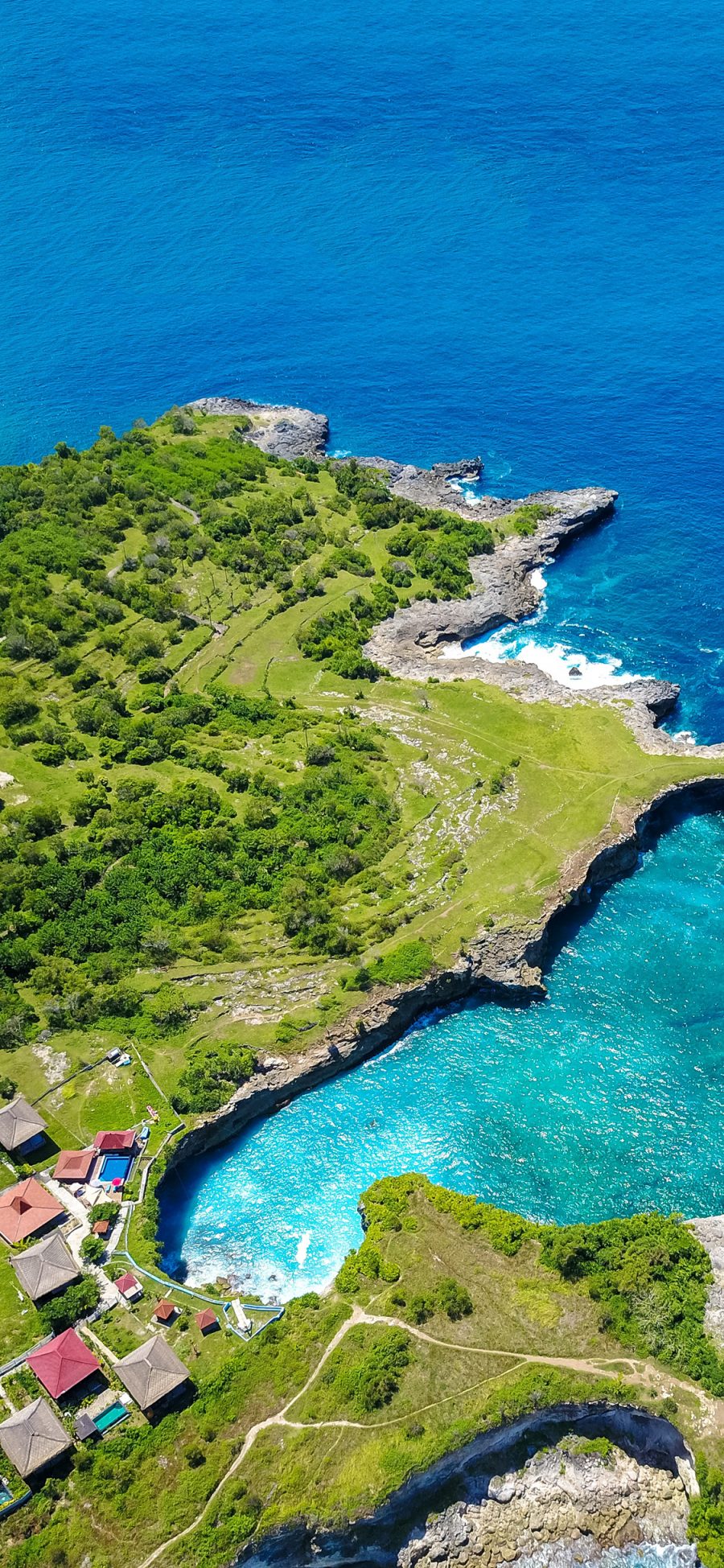 [2436×1125]大海 海岸线 蔚蓝 景点 旅游 苹果手机壁纸图片