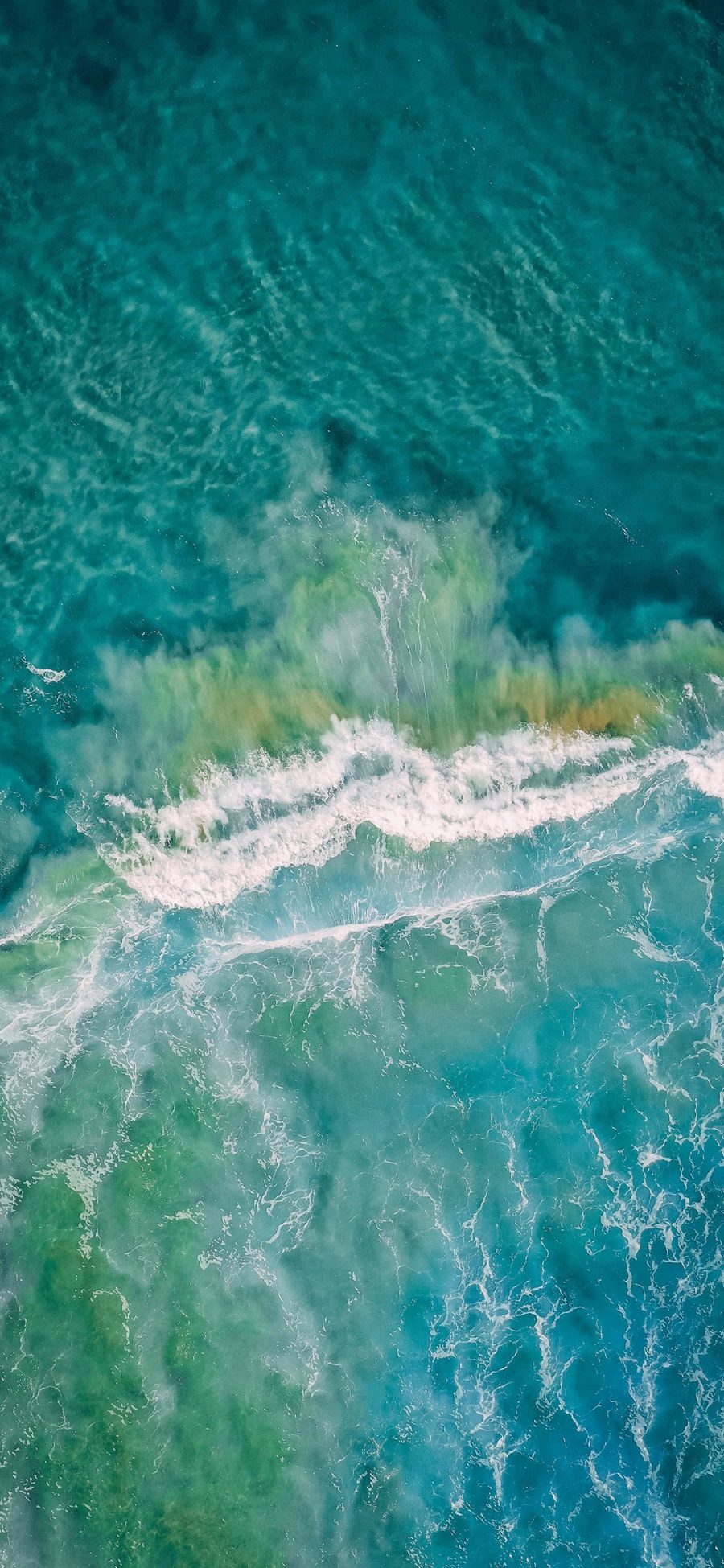 [2436×1125]大海 海洋 海浪 海水 蓝色 苹果手机壁纸图片