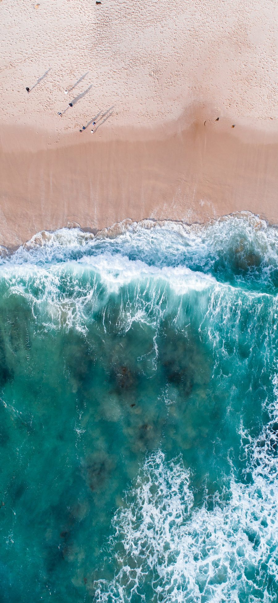 [2436×1125]大海 海浪 俯拍 沙滩 苹果手机壁纸图片