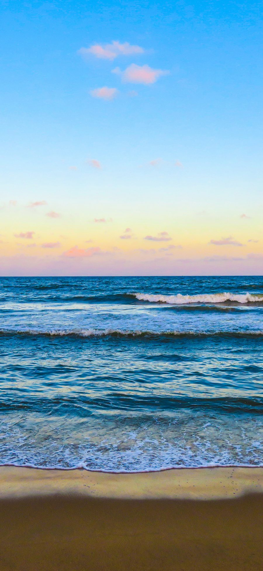 [2436×1125]大海 海浪 沙滩 海滩 蓝天 苹果手机壁纸图片