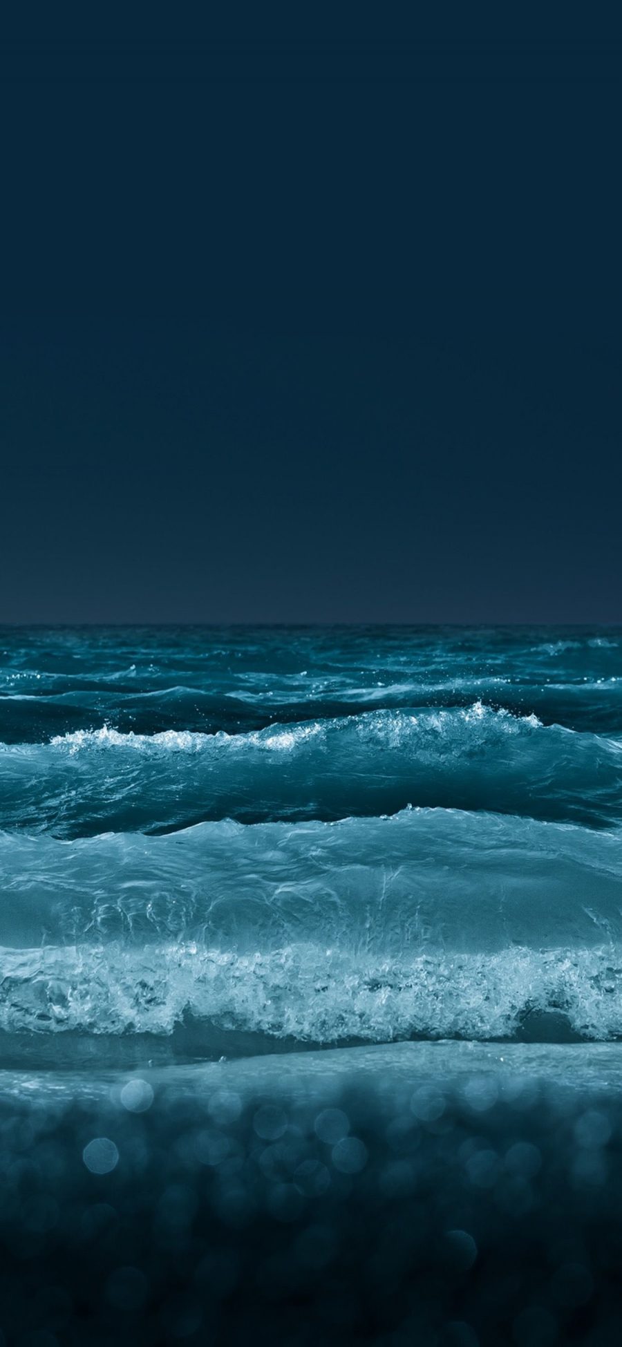 [2436×1125]大海 海浪 海水 夜 蓝色 苹果手机壁纸图片