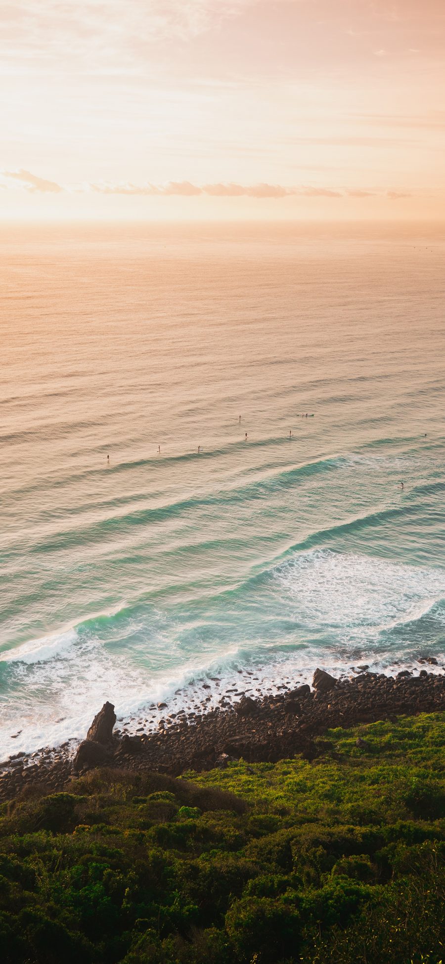 [2436×1125]大海 海浪 海水 海岸 夕阳 苹果手机壁纸图片