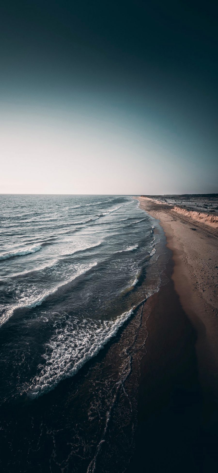 [2436×1125]大海 海滩 沙滩 海浪 苹果手机壁纸图片