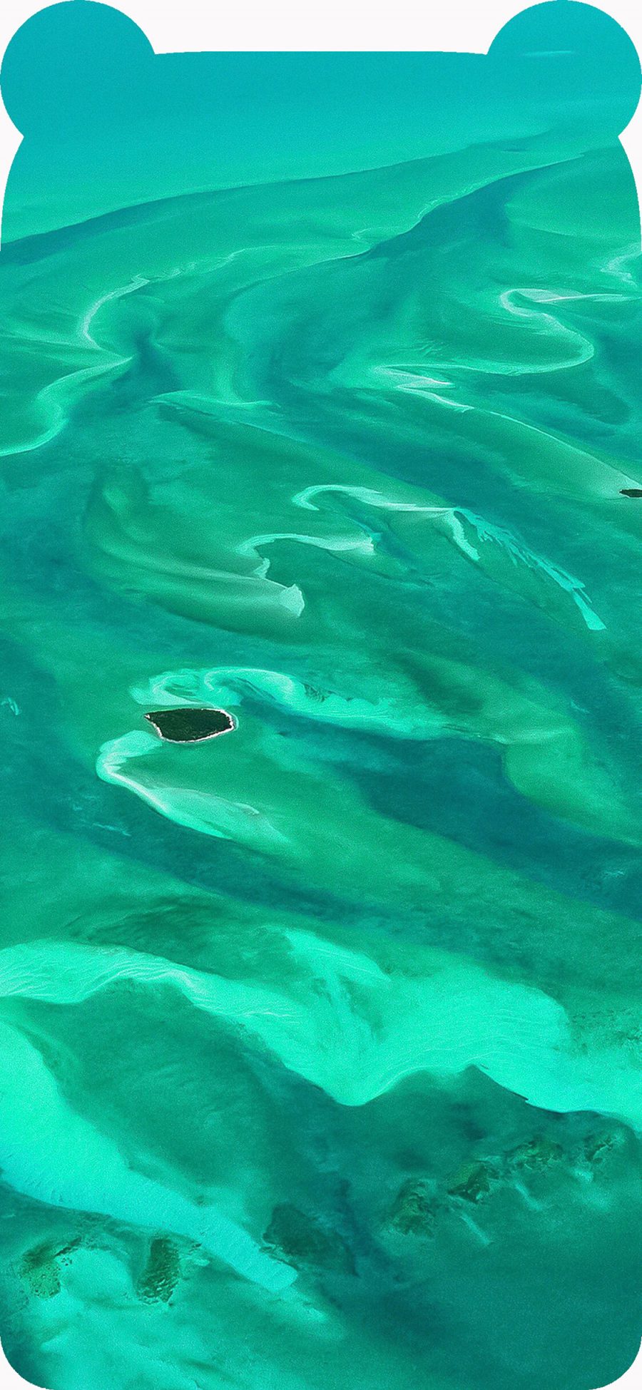 [2436×1125]大海 绿色 海水 流动 小岛 苹果手机壁纸图片