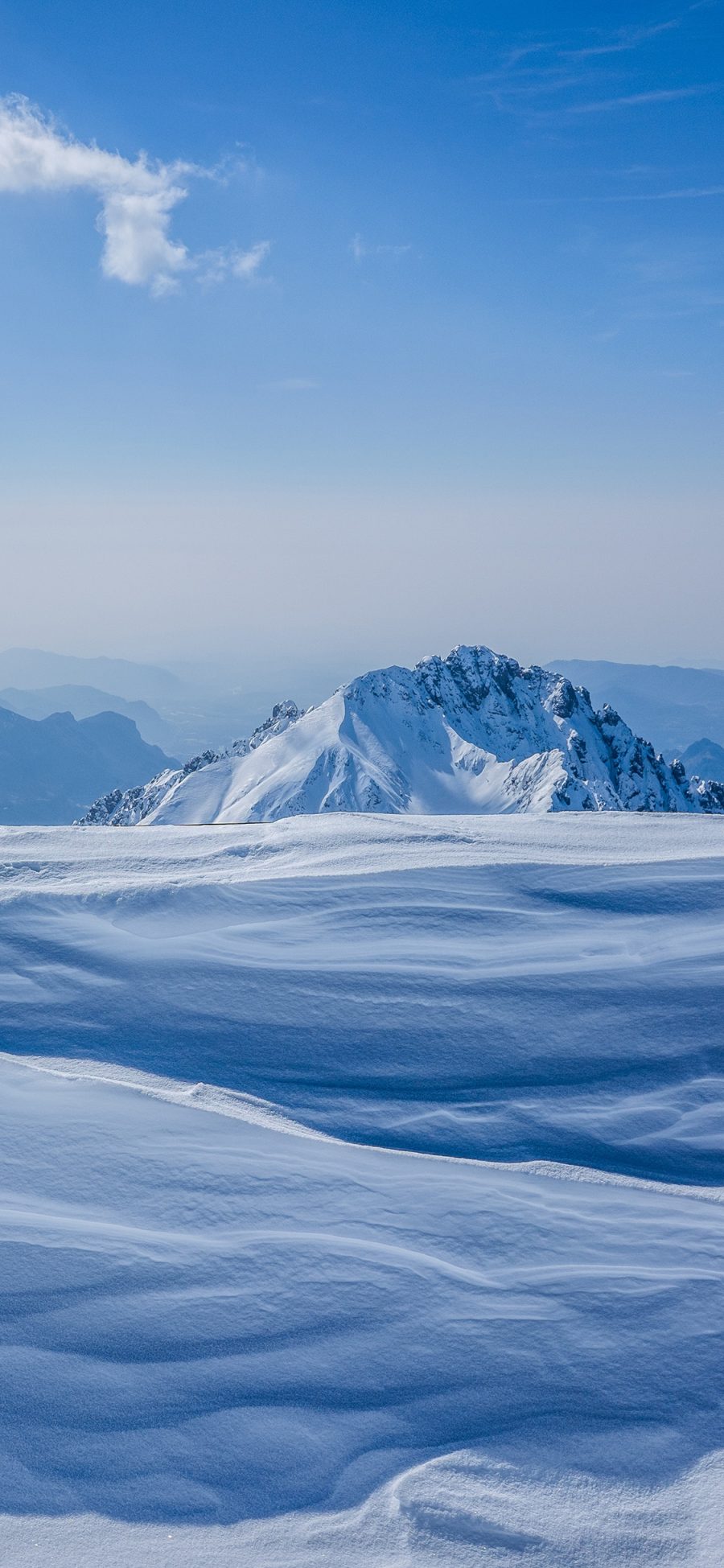 [2436×1125]大自然 蓝天 雪地 山峰 白雪覆盖 苹果手机壁纸图片