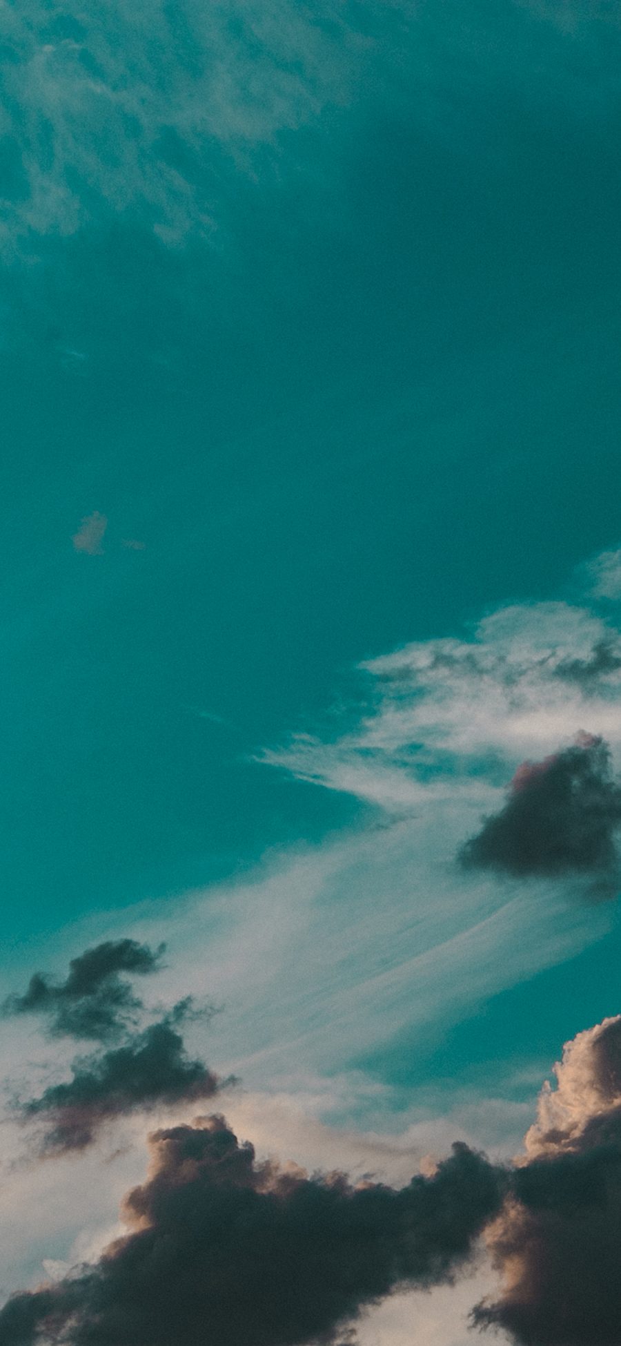 [2436×1125]天空 云彩 蓝绿 乌云 苹果手机壁纸图片
