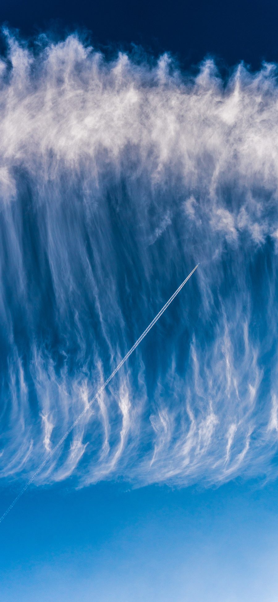 [2436×1125]天空 唯美 云层 飞机 蔚蓝 苹果手机壁纸图片