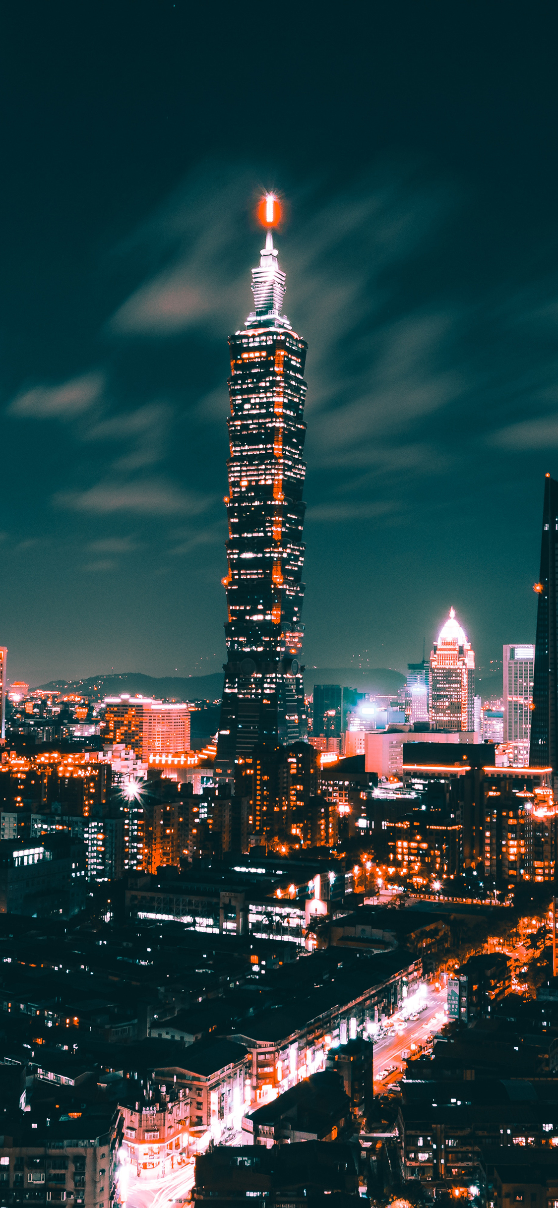 [2436×1125]天空 城市 夜景 建筑 灯光 苹果手机壁纸图片