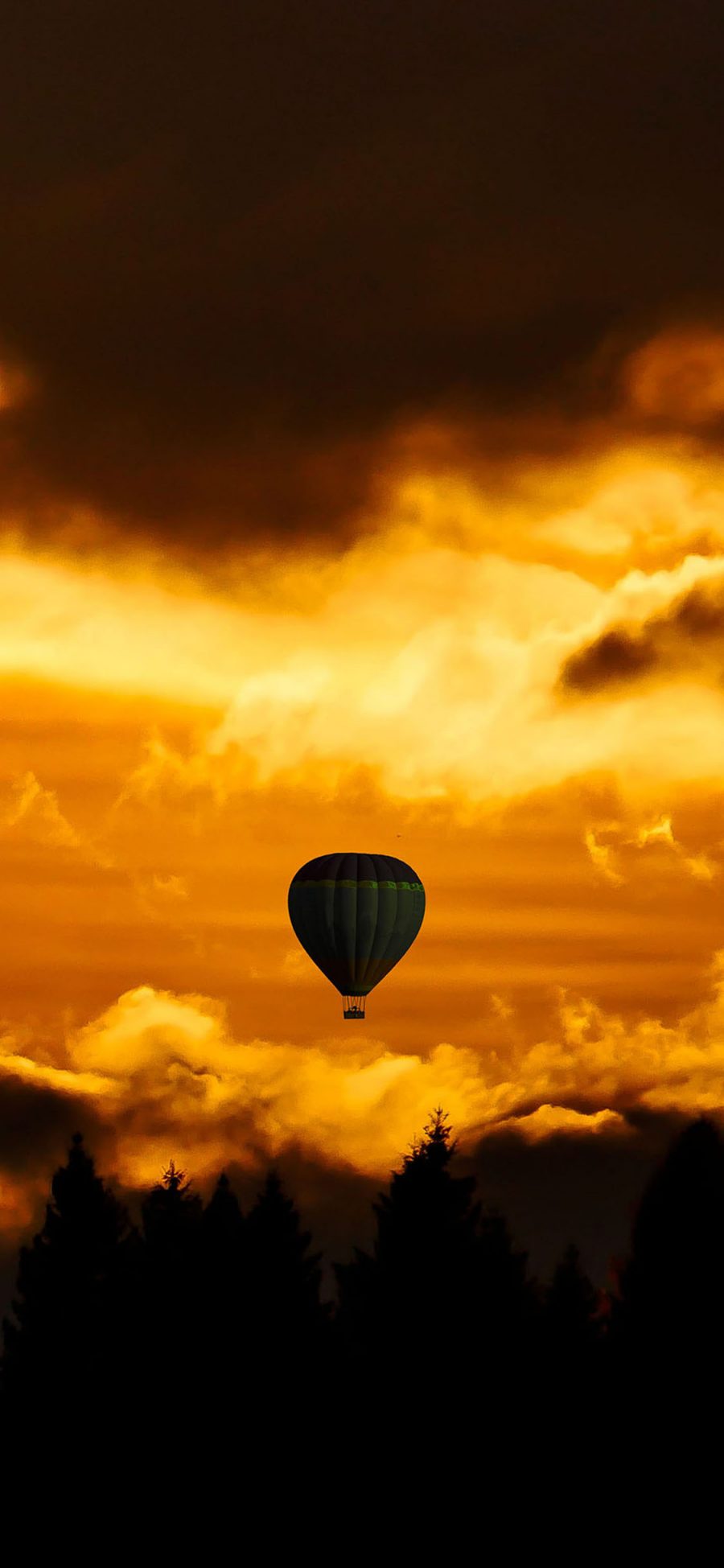 [2436×1125]天空 夕阳 热气球 飞行 苹果手机壁纸图片