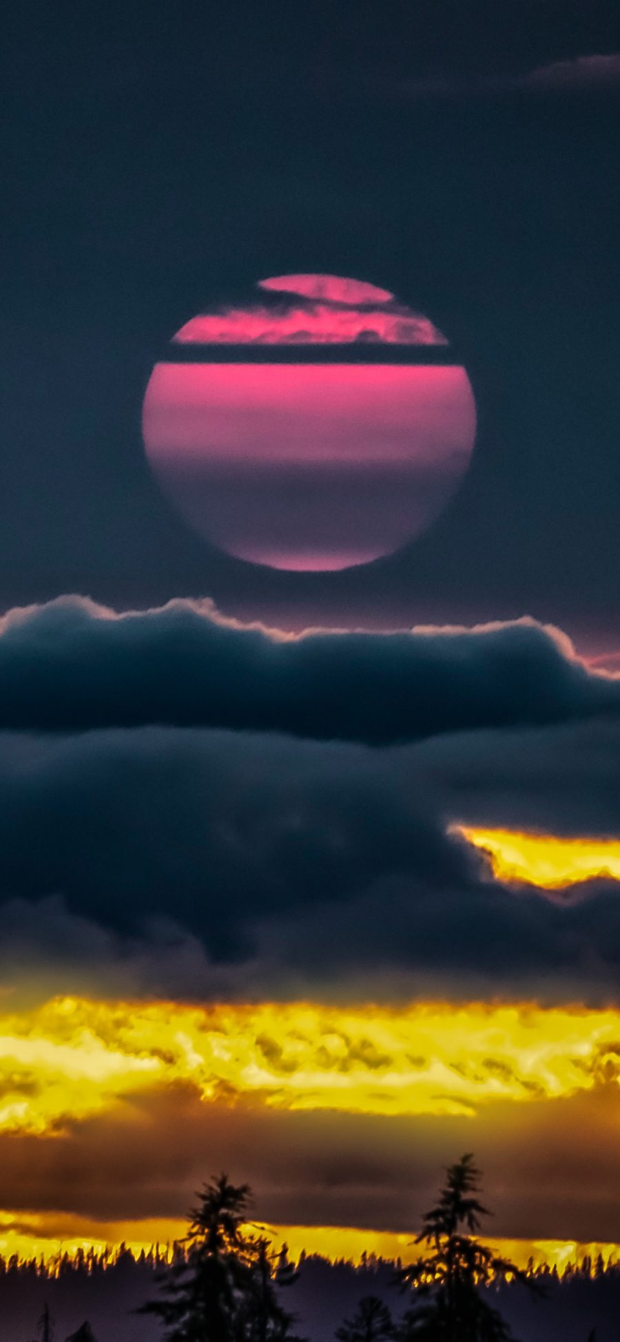 [2436×1125]天空 晨曦 乌云 晨霞 苹果手机壁纸图片