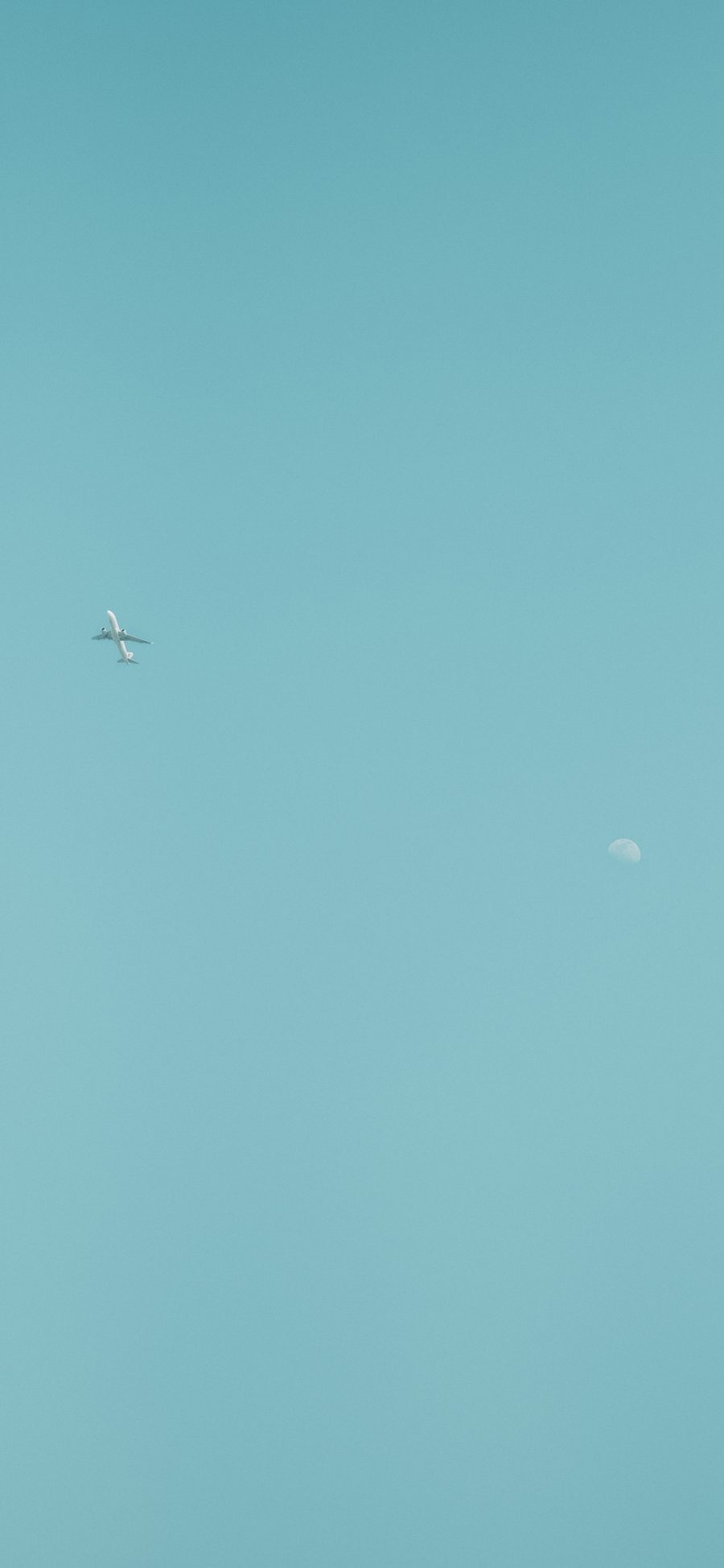 [2436×1125]天空 飞机 客机 月球 苹果手机壁纸图片
