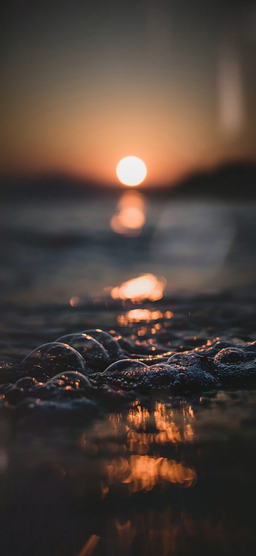 [2436×1125]太阳 泡沫 海岸 海浪 苹果手机壁纸图片
