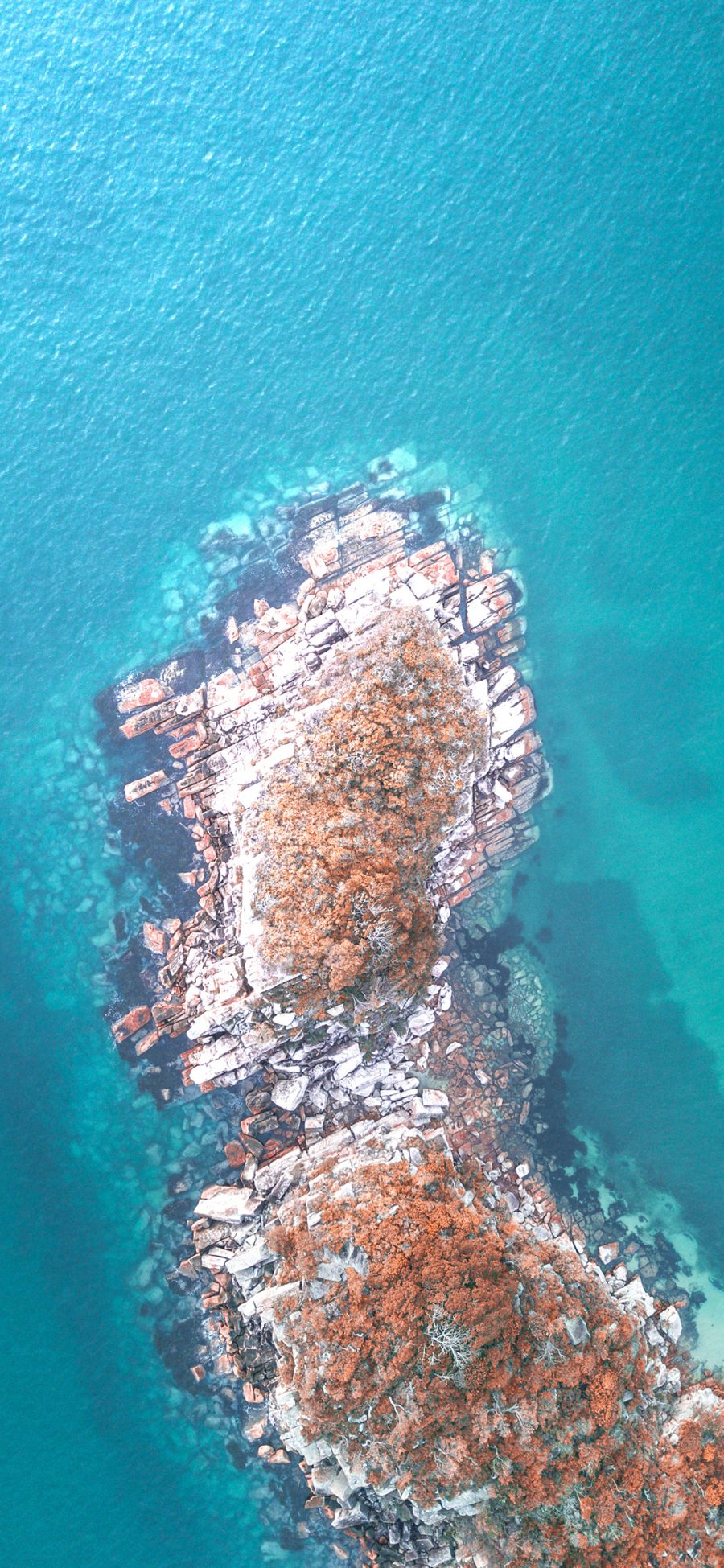 [2436×1125]就是 蔚蓝 海湾 海岸 俯拍 苹果手机壁纸图片