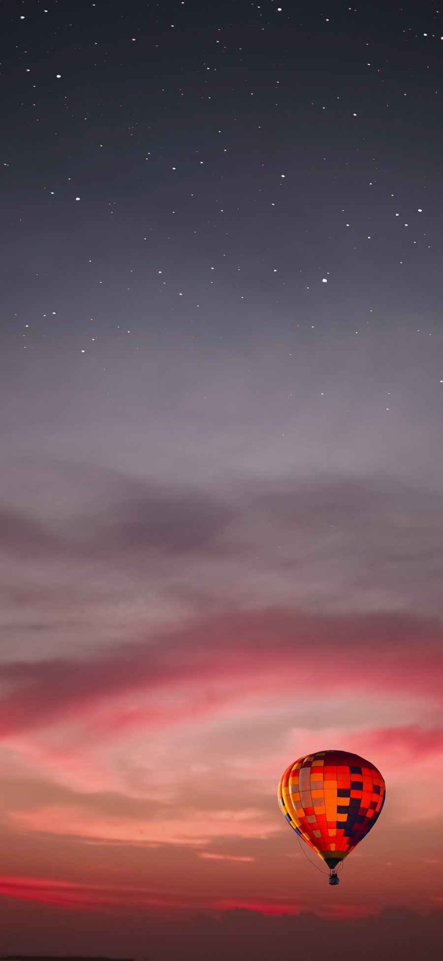 [2436×1125]就是 黄昏 热气球 云彩 星星 星空 苹果手机壁纸图片